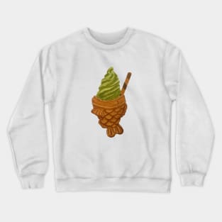 Taiyaki Matcha Ice Cream watercolour painting Crewneck Sweatshirt